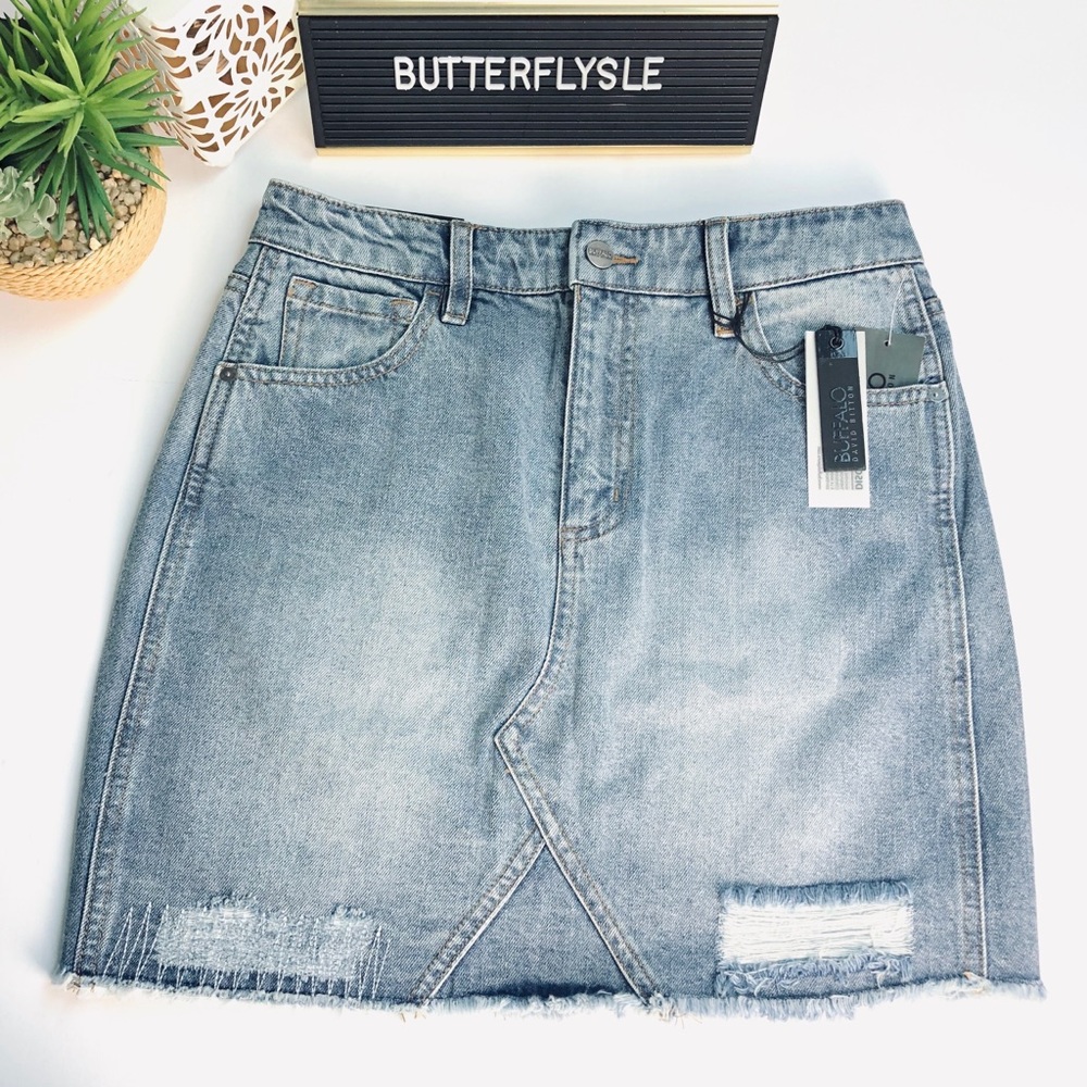Buffalo Distressed Denim Skirt
